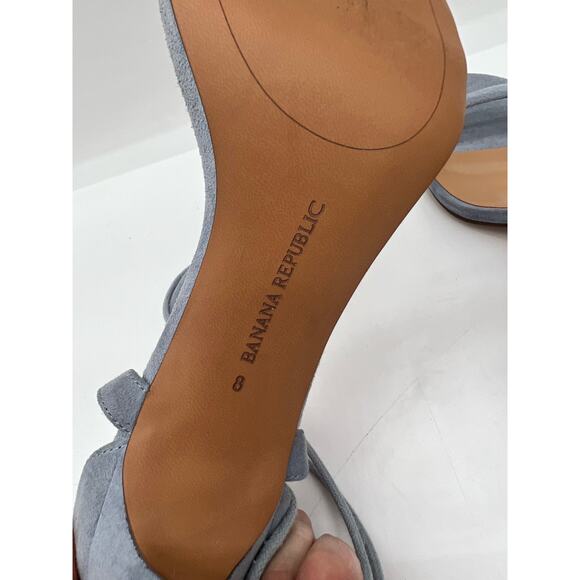 Banana Republic Blue Suede ankle wrap Tassel Heels Cottage Core Girly Core 8 - Picture 7 of 7